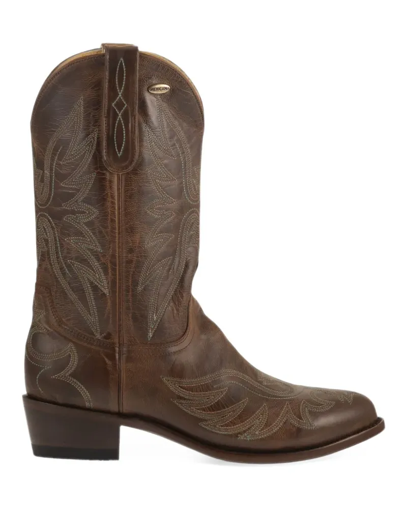 Mexicana Aguila Mex Stiefel mit Stickerei - Braun Braun