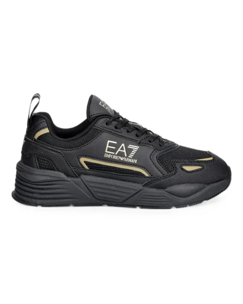 EA7 logo-print panelled sneakers - Schwarz Schwarz