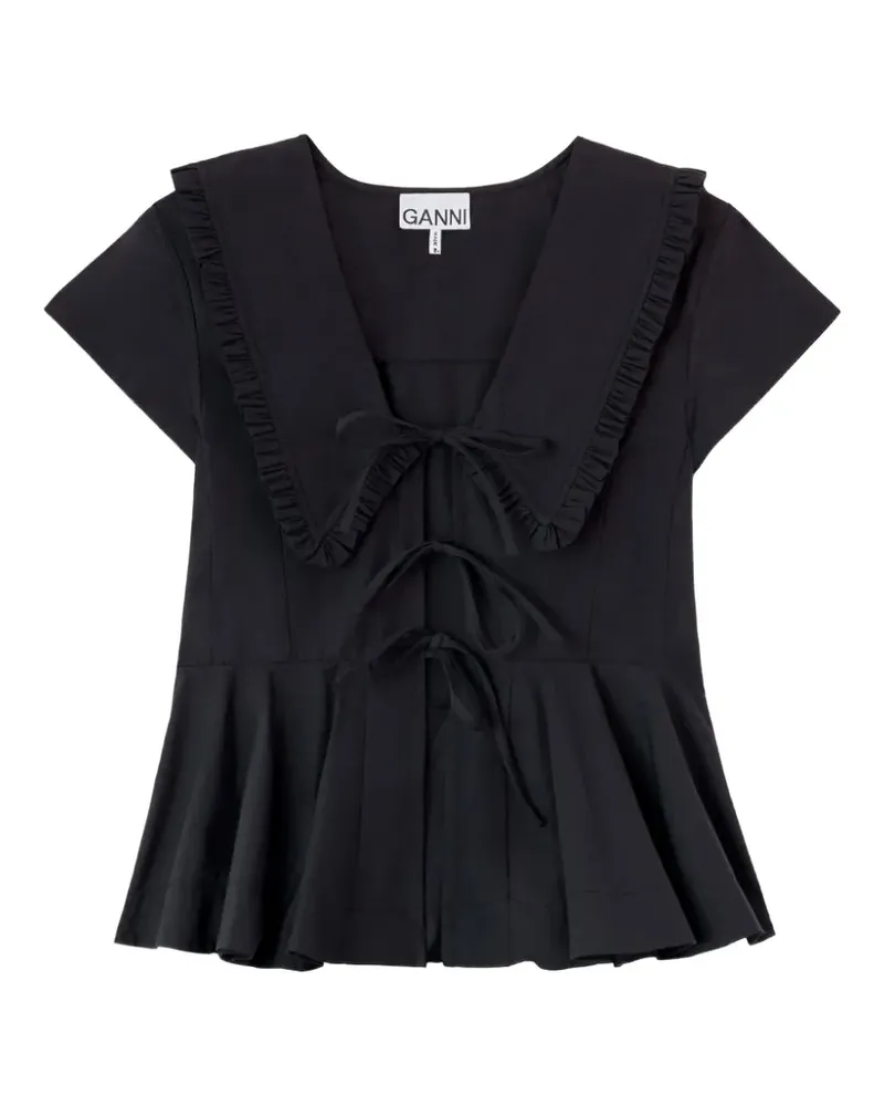 Ganni Bluse aus Baumwoll-Popeline - Schwarz Schwarz