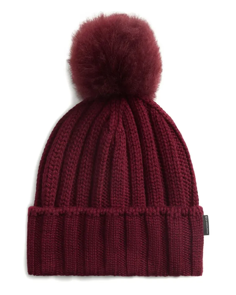 Woolrich Gerippte Bommelmütze - Rot Rot