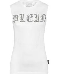 Philipp Plein Tanktop mit kristallverziertem Logo Weiß