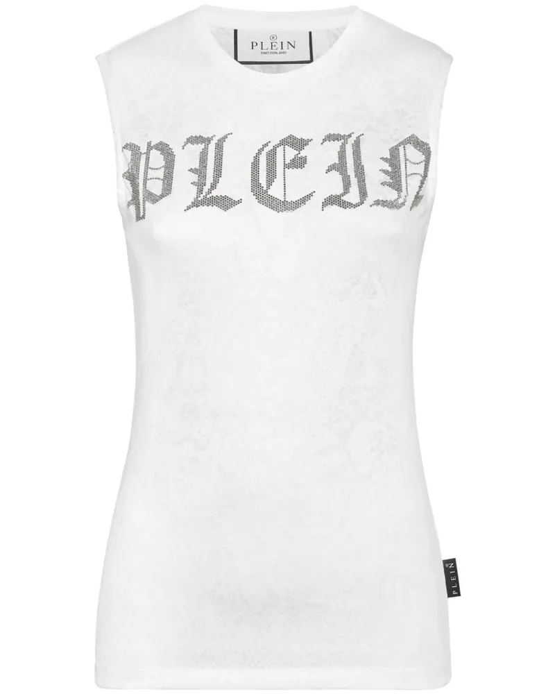 Philipp Plein Tanktop mit kristallverziertem Logo - Weiß Weiß