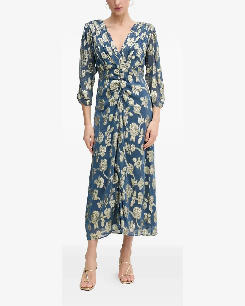 Hoss Intropia floral-print V-neck midi dress - Blau Blau