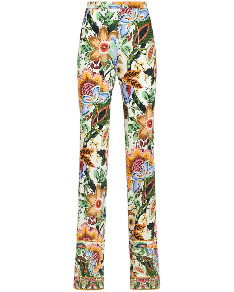 Etro Gerade Hose mit Blumen-Print - Weiß Weiß