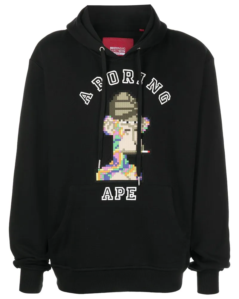 Mostly Heard Rarely Seen Hoodie mit "A Boring Ape"-Print Schwarz