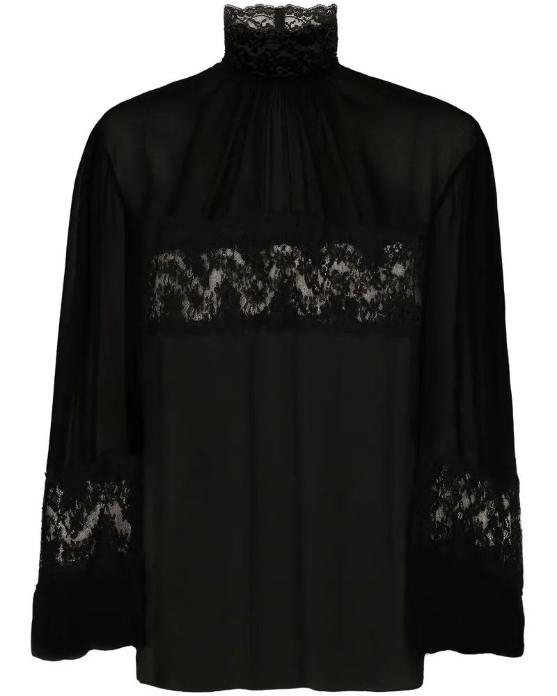 Dolce & Gabbana Seidenbluse mit Spitze - Schwarz Schwarz