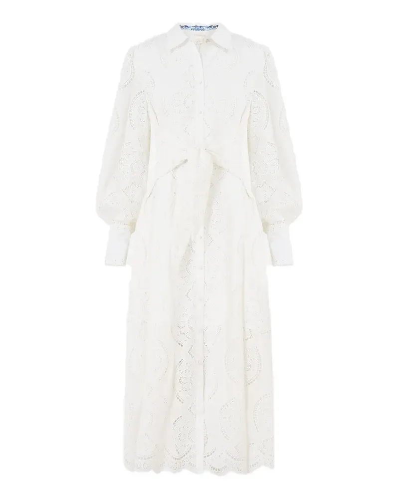 Camilla waist-tie midi shirt dress - Weiß Weiß