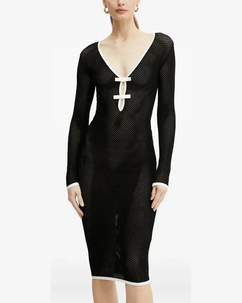 Elisabetta Franchi Midikleid mit V-Ausschnitt - Schwarz Schwarz