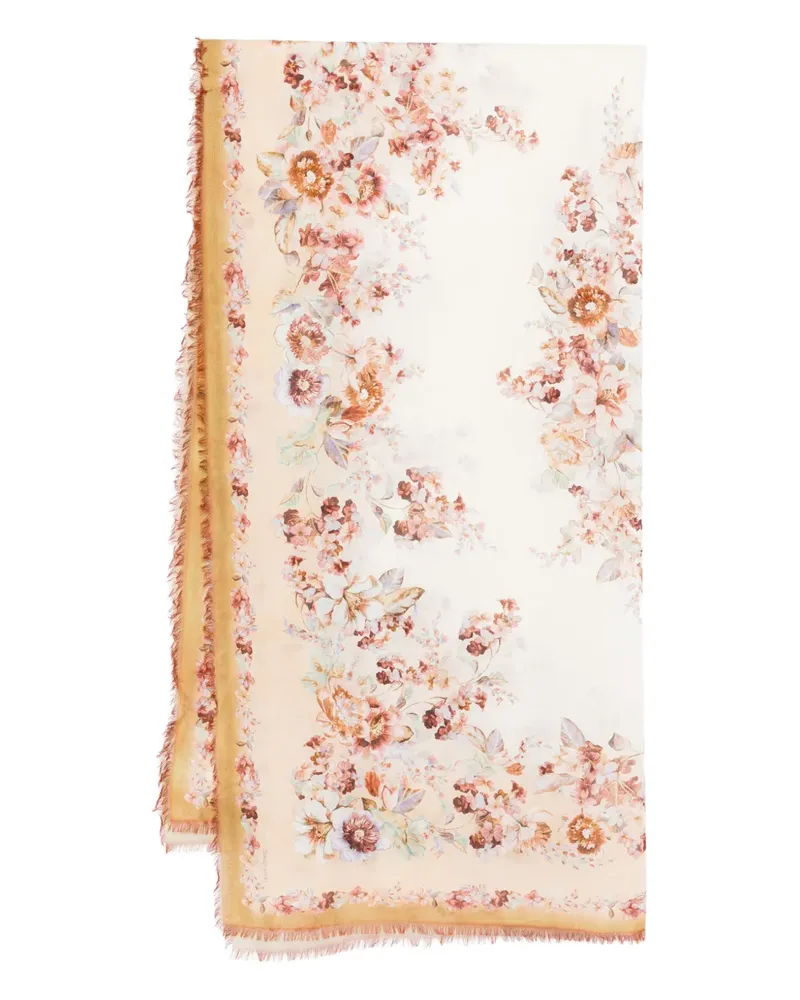 Zimmermann Fransen-Pareo mit Blumen-Print - Nude Nude
