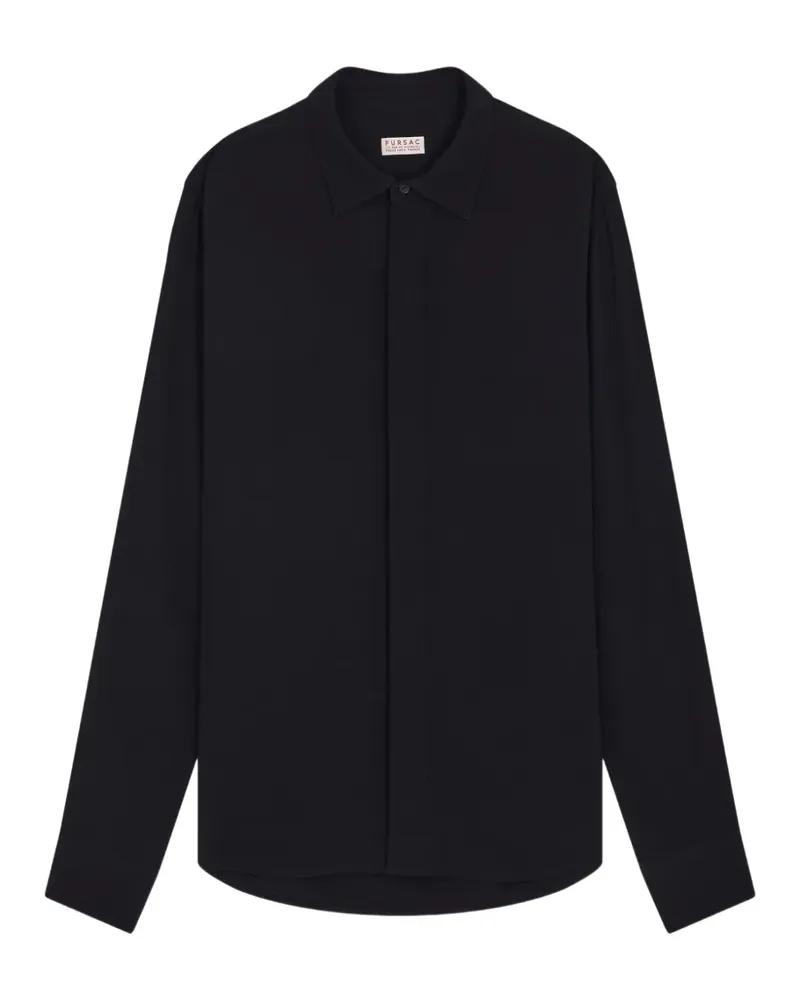 FURSAC Straight-Fit-Hemd mit verdeckter Blende - Schwarz Schwarz
