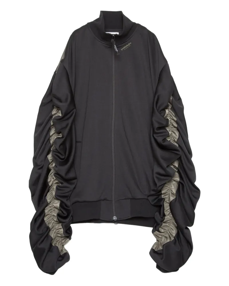Yoshio Kubo Reißverschlussjacke mit gerafften Ärmeln - Schwarz Schwarz