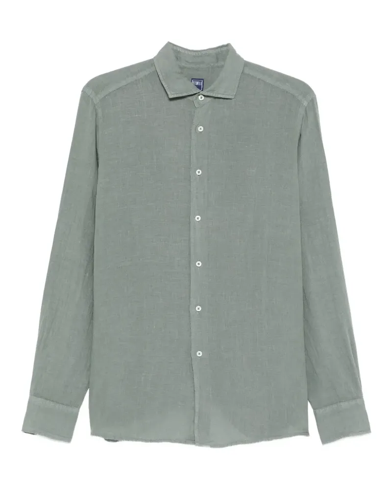 Fedeli slub-texture long-sleeve shirt - Grün Grün