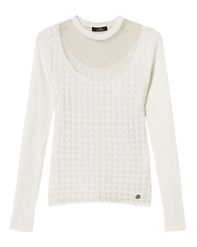 Twin-Set Semi-transparenter Pullover - Weiß Weiß