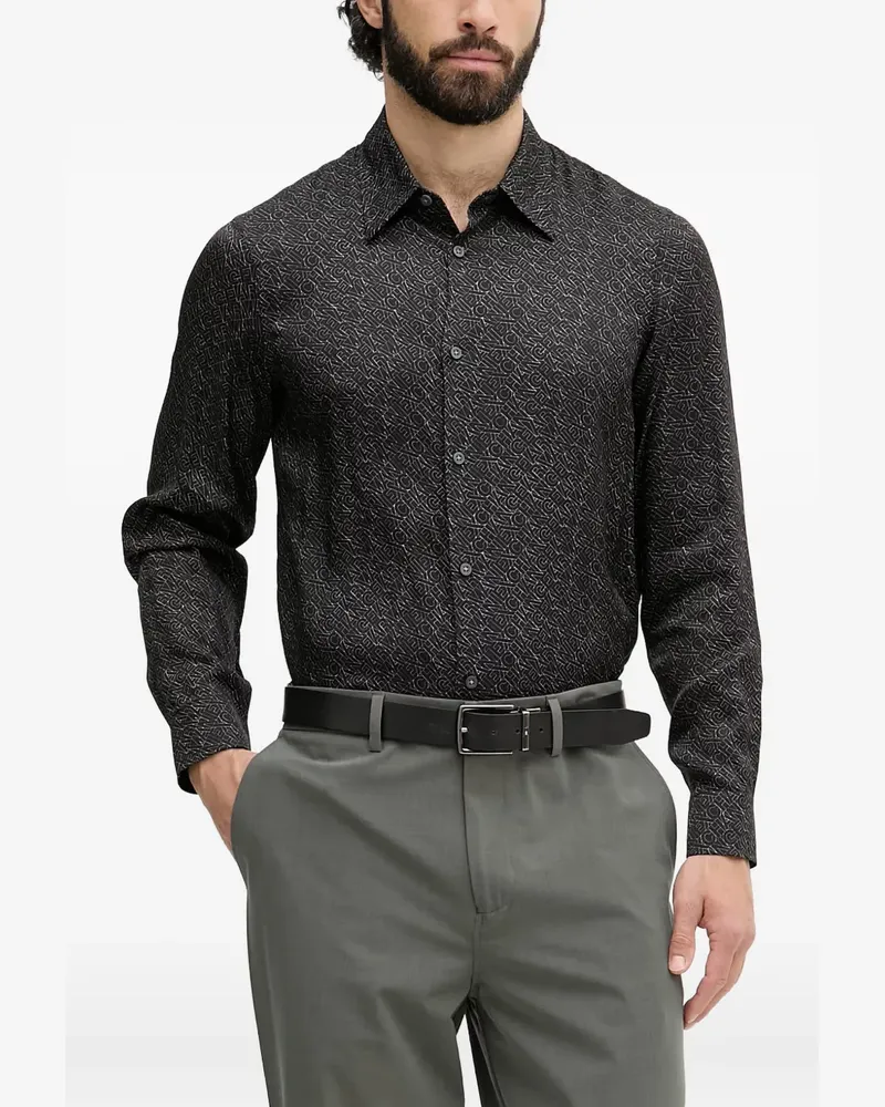Armani Exchange Hemd mit Logo-Print - Schwarz Schwarz