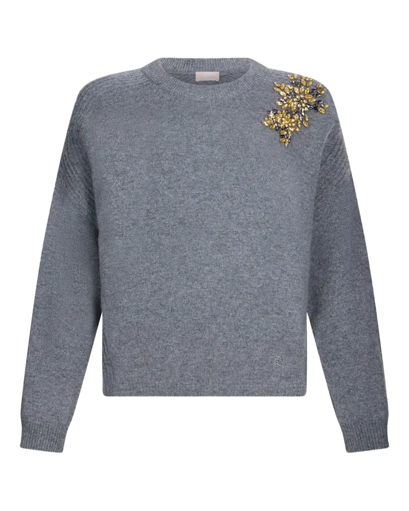 Liu Jo Rundhals-Pullover mit Kristallen - Grau Grau
