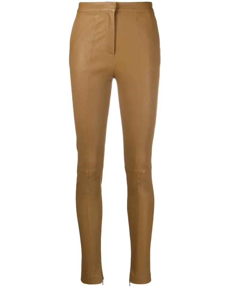 Balmain Schmale Lederhose - Braun Braun