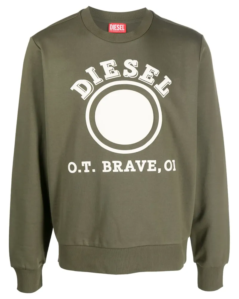 Diesel Sweatshirt mit Logo-Print - Grün Grün