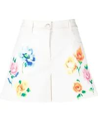 Moschino Jeans-Shorts mit Blumen-Print Weiß