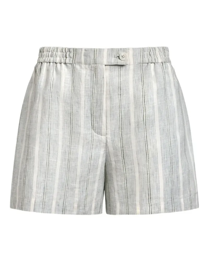 12 STOREEZ striped linen shorts - Blau Blau