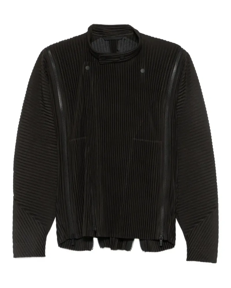 Issey Miyake Plissierte Jacke mit Reißverschluss - Schwarz Schwarz