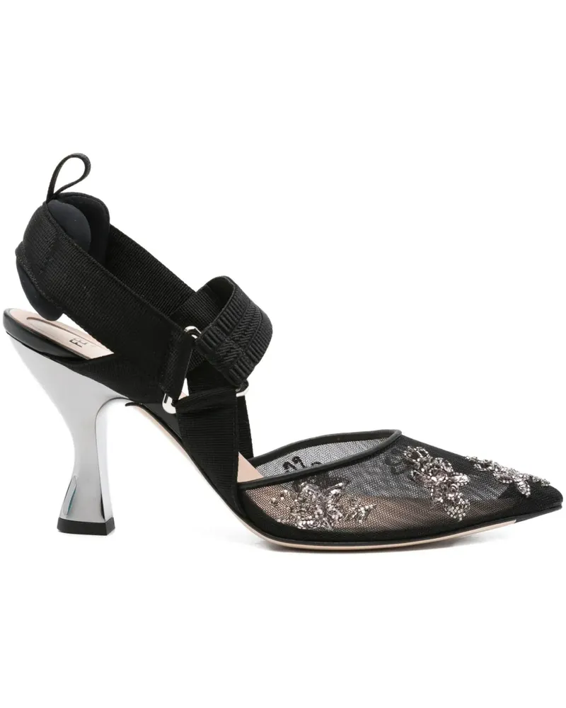 Fendi Verzierte Colibrì Slingback-Pumps - Schwarz Schwarz
