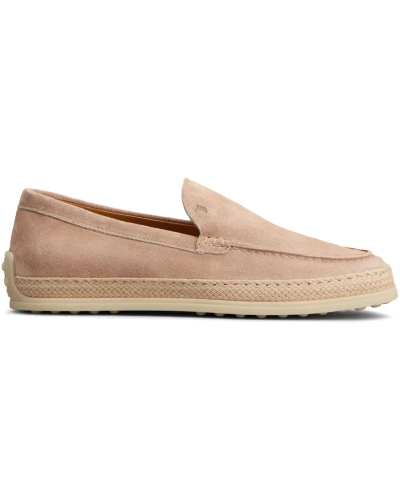 TOD'S Espadrilles aus Leder mit Logo-Prägung - Nude Nude
