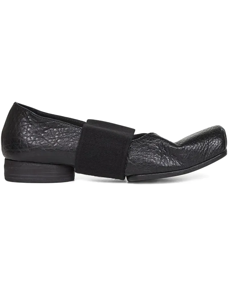 Uma Wang Ballerinas aus strukturiertem Leder mit Stretchbund - W900 BLACK W900