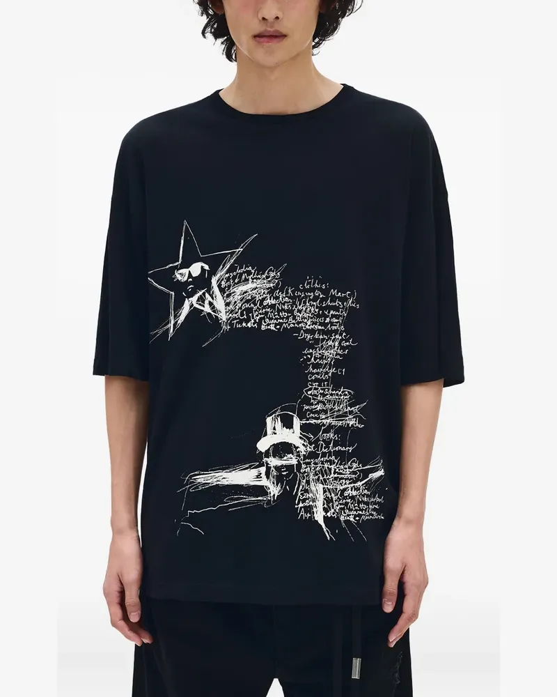 Ann Demeulemeester T-Shirt mit Skizzenbuch-Print - Schwarz Schwarz