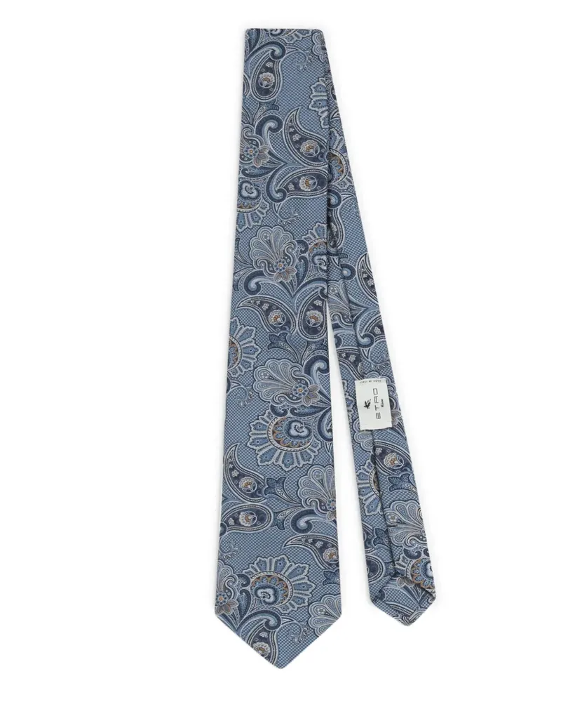 Etro floral-print jacquard tie - Blau Blau