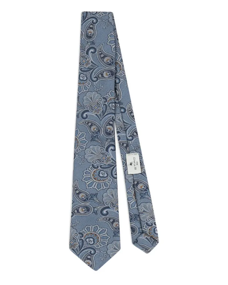 Etro floral-print jacquard tie - Blau Blau