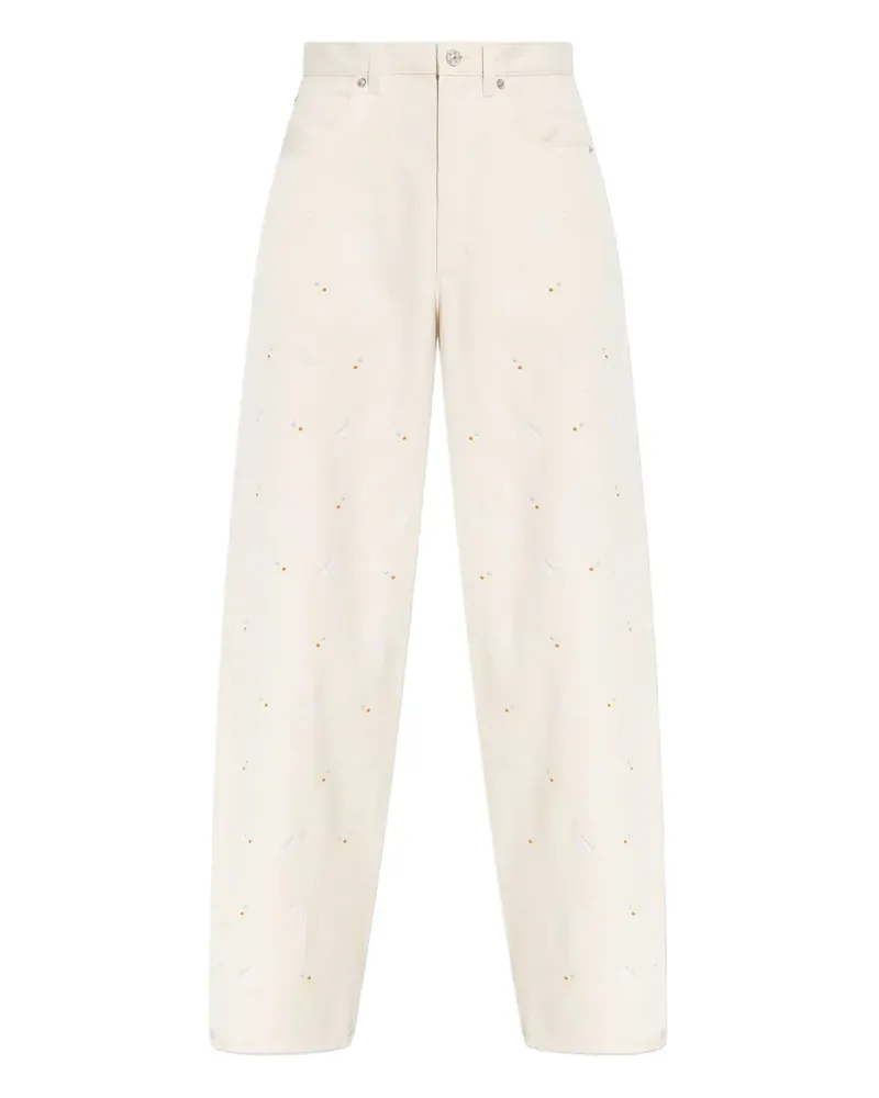 Marni Bestickte Wide-Leg-Jeans - Weiß Weiß