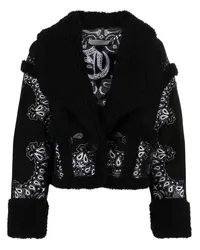 Philipp Plein Shearling-Jacke mit Paisleymuster Schwarz