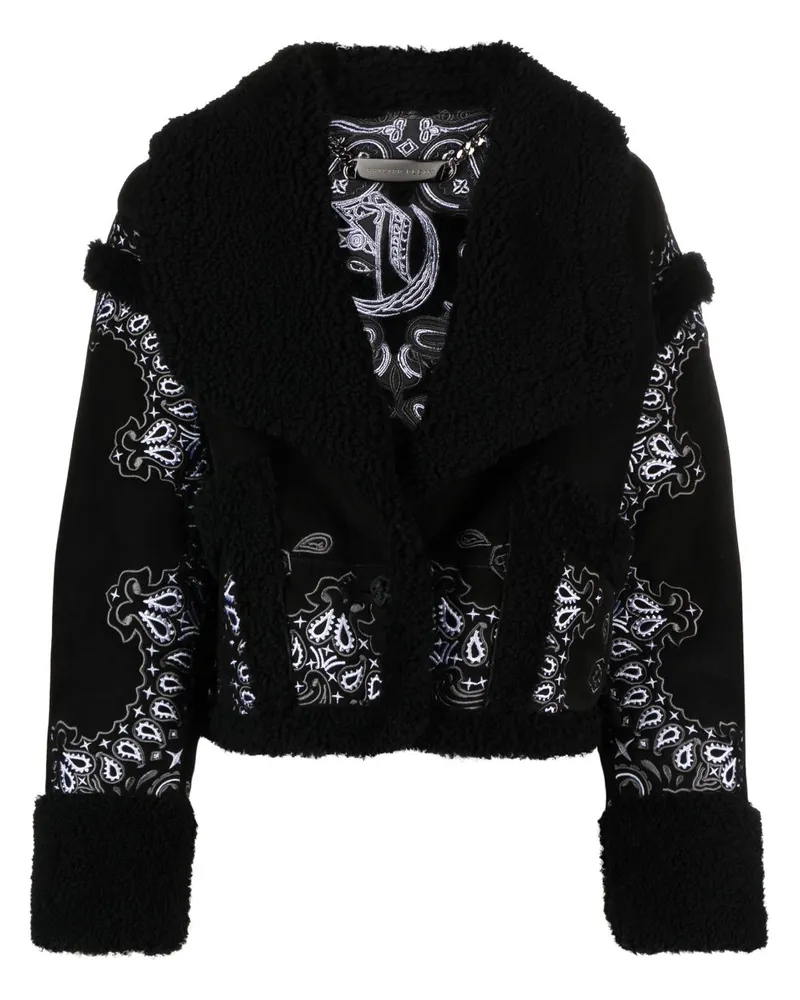 Philipp Plein Shearling-Jacke mit Paisleymuster - Schwarz Schwarz