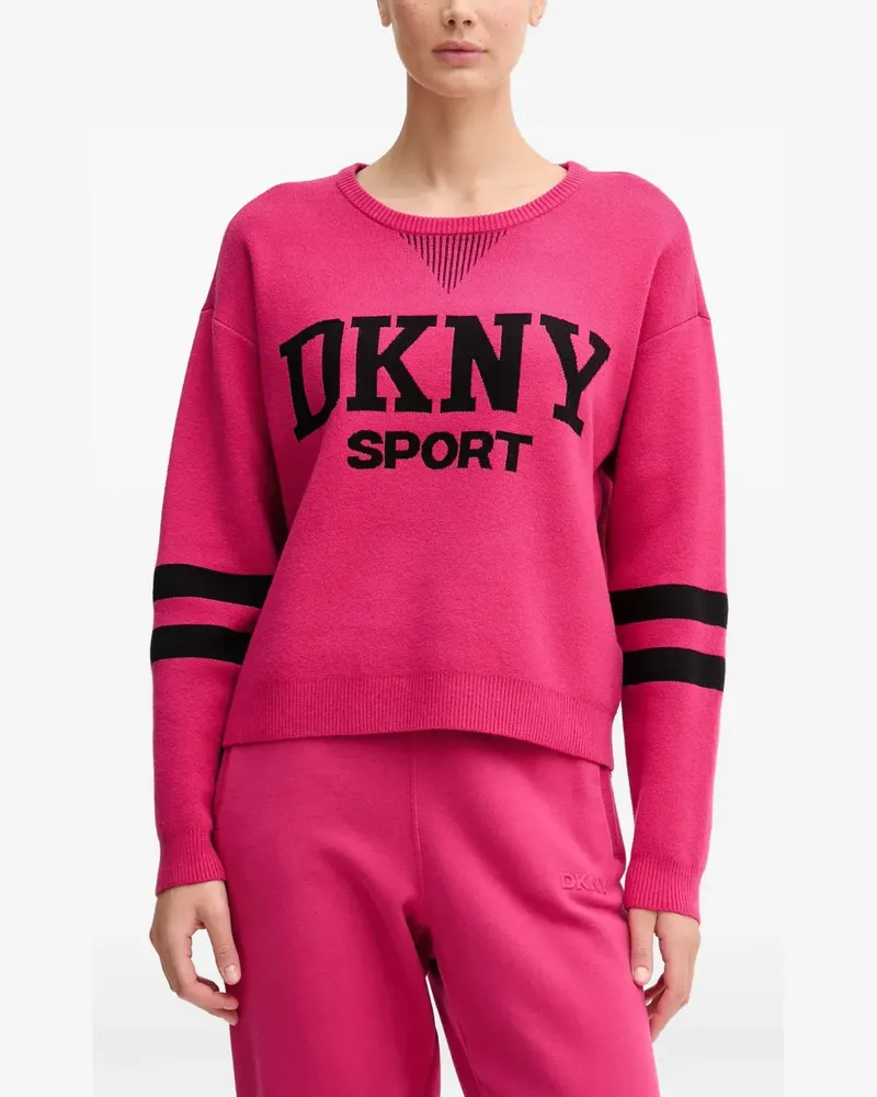 DKNY Gestreifter Pullover mit Logo - Rosa Rosa