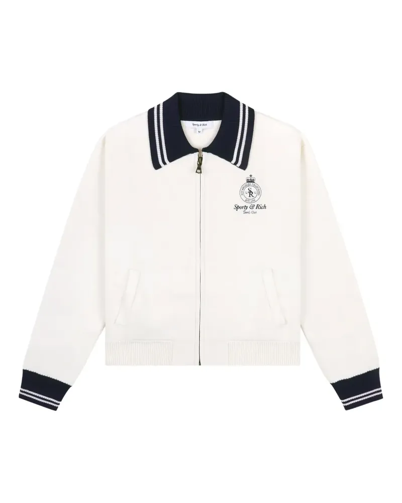 SPORTY & RICH Bomberjacke mit Reißverschlusskragen - Weiß Weiß
