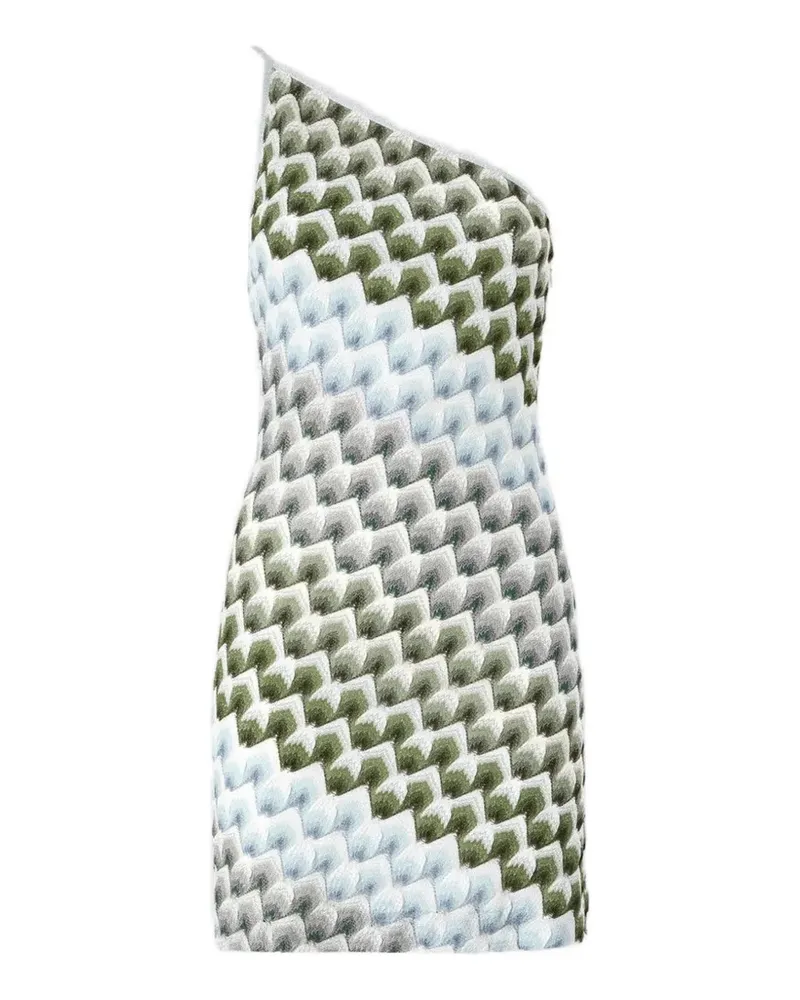 Missoni One-Shoulder-Kleid aus Chevron-Strick - Grün Grün