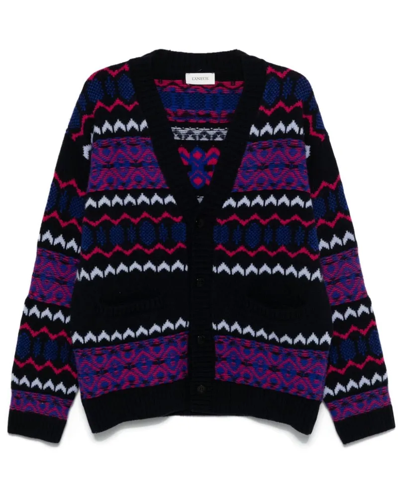 Laneus Gestrickter Intarsien-Cardigan - Blau Blau