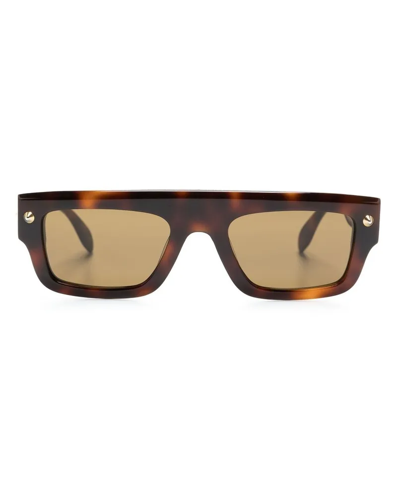 Alexander McQueen Sonnenbrille mit eckigem Gestell - Braun Braun
