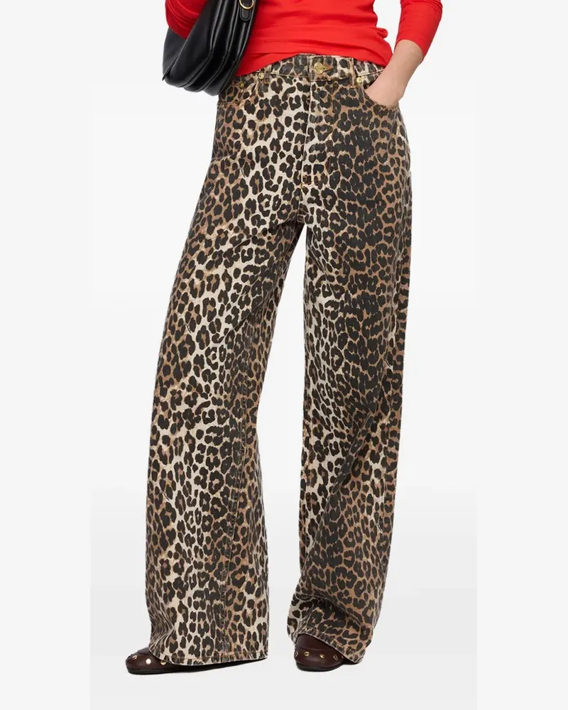 Ganni Lari Jeans mit Leopardenprint - Braun Braun