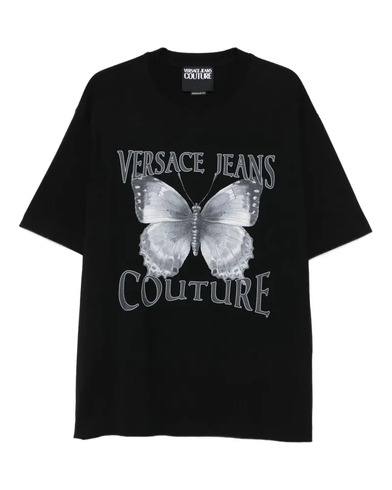 Versace Jeans T-Shirt mit Schmetterling-Print - Schwarz Schwarz