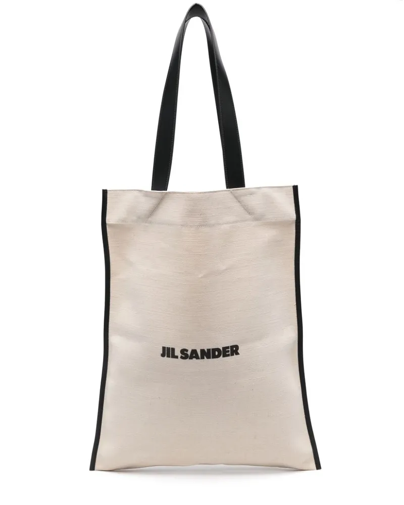 Jil Sander Handtasche mit Logo-Stickerei Nude