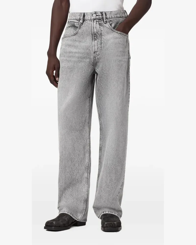 AllSaints Rivet Straight-Leg-Jeans mit ausgewaschenem Effekt - Grau Grau
