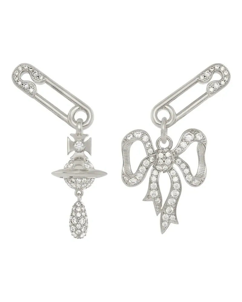 Vivienne Westwood bow safety pin earrings - Silber Silber
