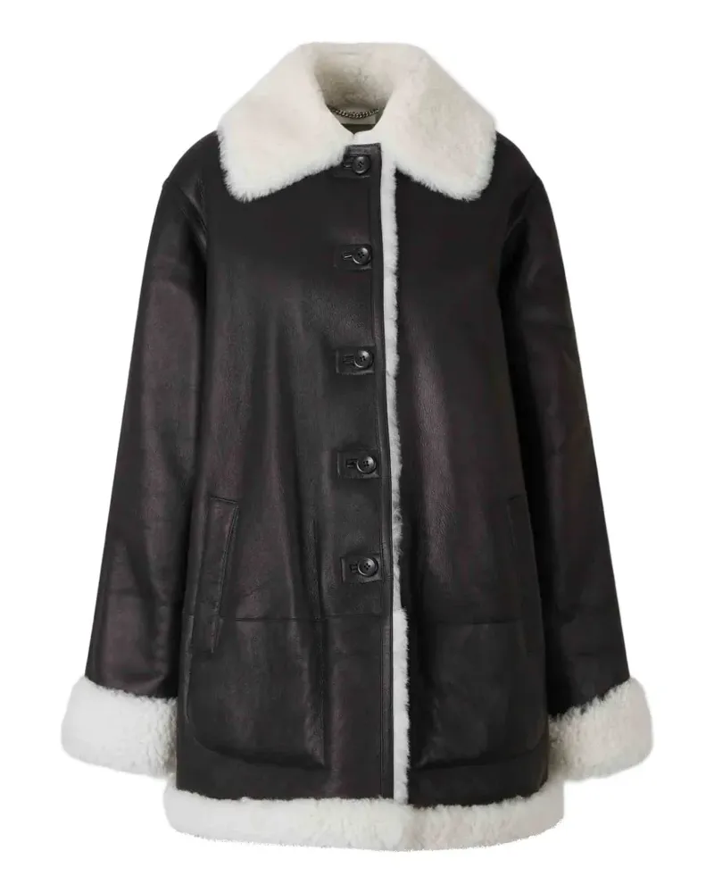 Altuzarra shearling-trim leather coat - Schwarz Schwarz