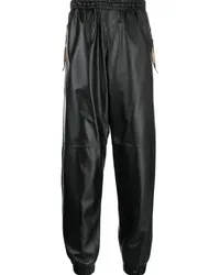 Moschino Cropped-Jogginghose aus Leder Schwarz