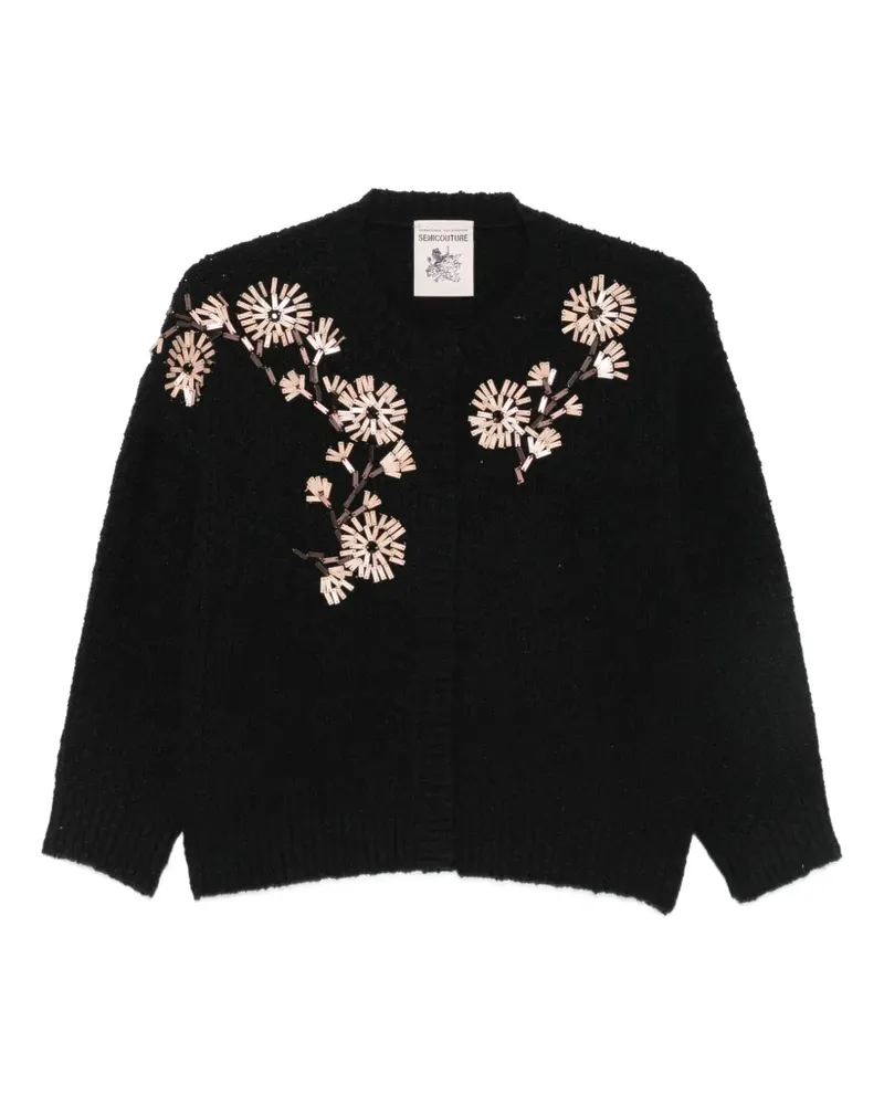 Semicouture floral-embellished cardigan - Schwarz Schwarz