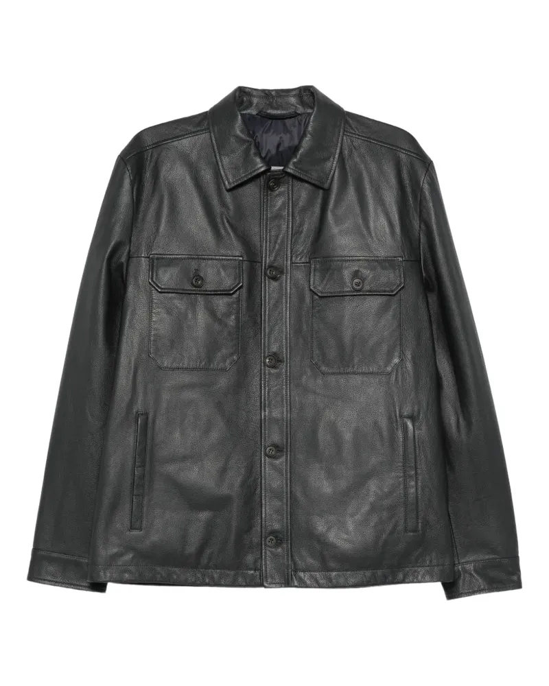 Corneliani button-up leather coat - Schwarz Schwarz