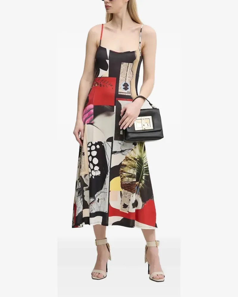 Desigual patchwork-print slip midi dress - Schwarz Schwarz