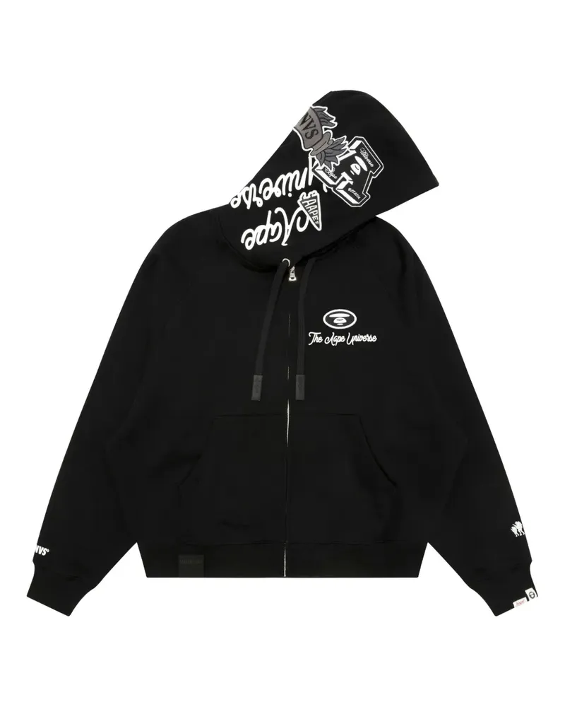 BAPE applique zip-up hoodie - Schwarz Schwarz