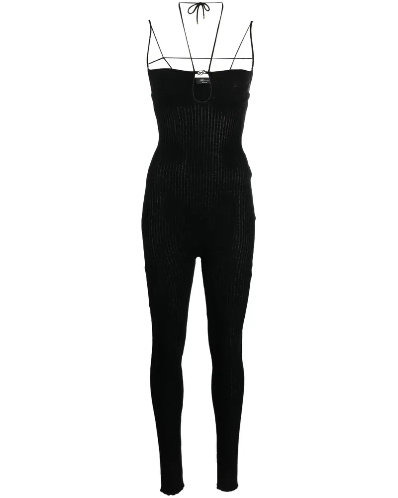 Blumarine Gerippter Jumpsuit - Schwarz Schwarz